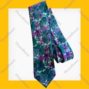 Stafford Tie Floral Watercolor Blue Purple